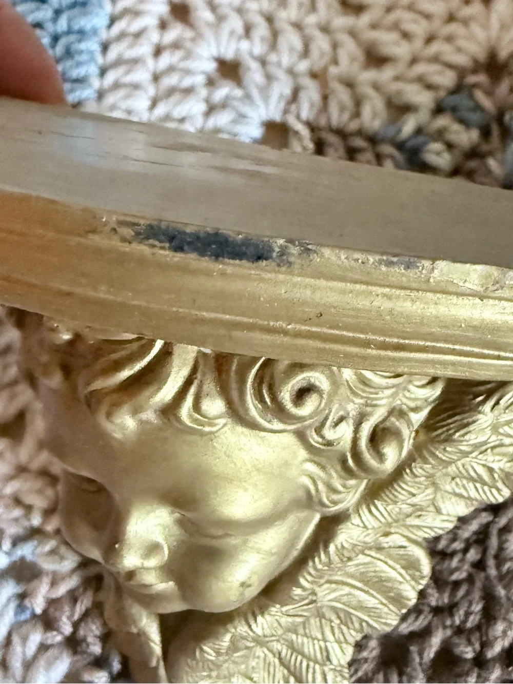 Set of Vintage Cherub Angel Ornate Wall Gold Sconce Resin Shelves